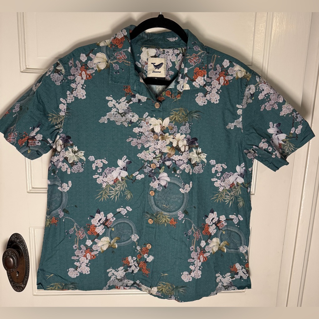 Yiume Elegant Plum Fragrance Nwot Hawaiian Shirt Perfect Cond Women’s Xl Asian